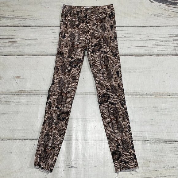 Free People We The Free Jeans NWT Two Faced Snake Skin Pockets Brown Size 24 - Picture 3 of 13